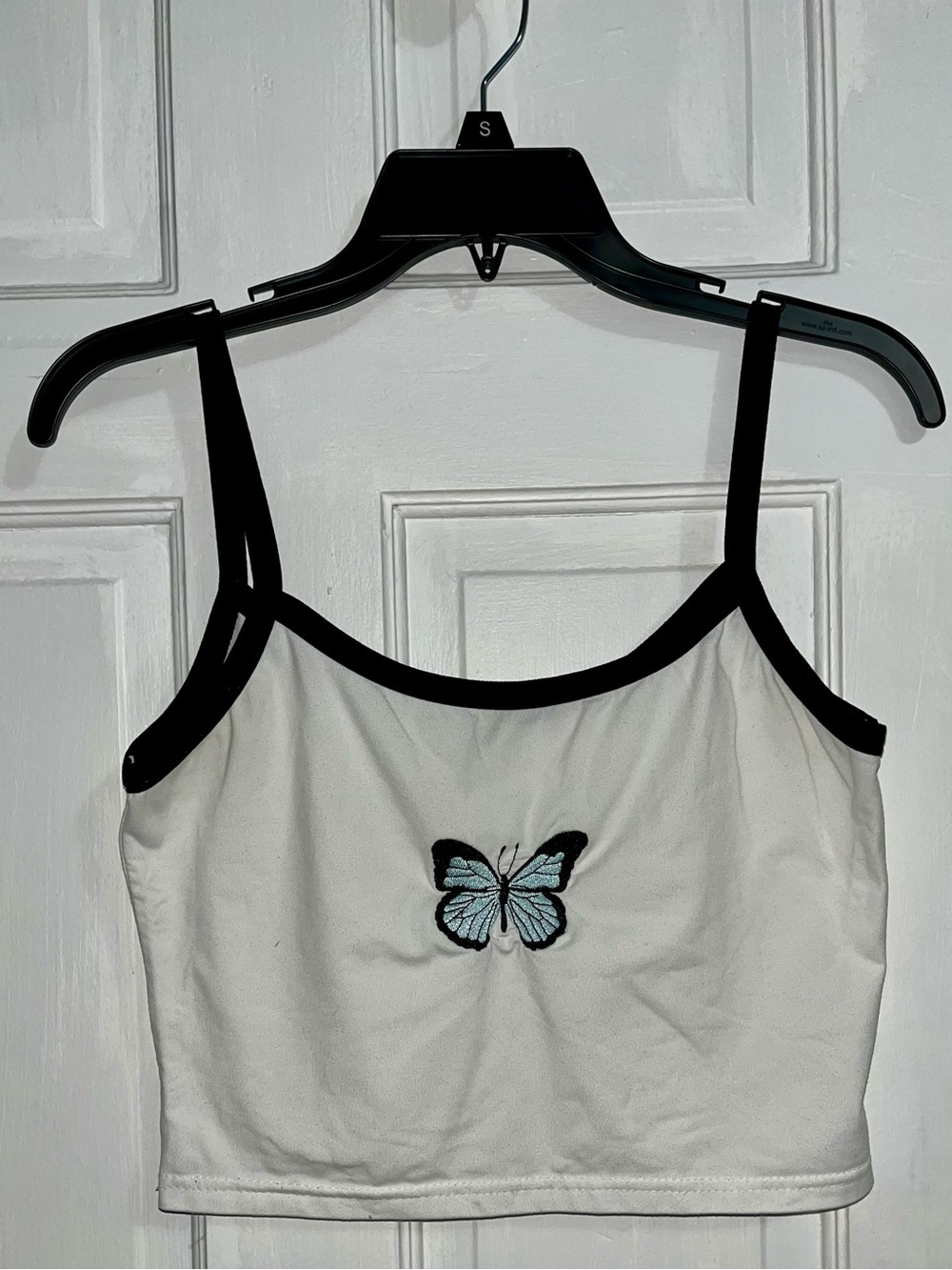 White Butterfly Cropped Tank